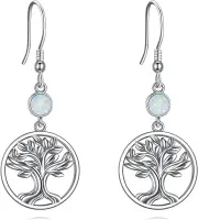 Tree of Life Earrings for Women Sterling Silver Opal Dangle Drop Jewelry Gifts