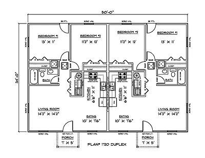 House Plan PDFs for Affordable Duplex 1700 Sq. Ft.