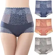 [Wanmeiqinglv] Womens Sexy Hipster Grils Period Underwear Cotton High Waist Panties For Women's Seamless Ladies Briefs 3 Pack