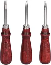 Respicefinem 3 Pieces Leather Edger Set Professional Trimming Kit with Wooden Handles 1mm 1.2mm 1.4mm Sizes for DIY Leather Craft for Handbags Wallets Belts