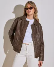 [Ava And Ever] Ava And Ever Women's Harley Faux Leather Jacket in Brown Size 12 12 Brown
