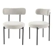 Set of 2 Round Dining Chair Mixed Cream