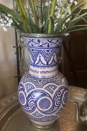 Fez Furniture & Homewares Moorish Fez Vase in Blue