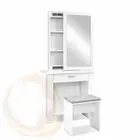 Artiss Dressing Table Mirror Stool Mirror Jewellery Cabinet Makeup Storage Desk
