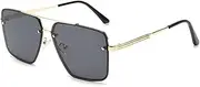 [Generic] Men's Square Rimless Metal Sunglasses Outdoor Driving Commuter Sport Sun Glasses