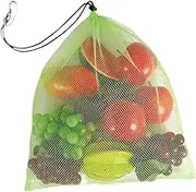 GRIRIW Portable Draw Bag Mesh Storage Pouch for Shopping Lightweight Easy to Fold for Fruits Vegetables and Daily Use