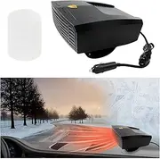 Ziciner Car Heater, 24V Portable Car Heater and Defroster Plugs into Cigarette Lighter, 2 In 1 Fast Heating Cooling Fan with 360° Rotary Base, Winter Windshield Fans for Car Truck (Black, 24 V)