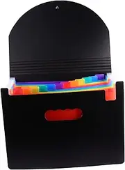 KICHOUSE 1Pc Rainbow File Storage Bag Expanding Document Organizer with Lid Portable Accordion Folder for Easy Paper Classification and Storage for Home Office