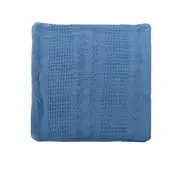 Cotton Knitted Cushion Cover 43x43cm – Herringbone & Hearts Pattern in Blue
