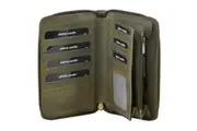Pierre Cardin Perforated Leather Ladies Zip Around Wallet - Olive