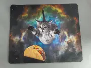 Curious Cat Flying Through Space Reaching for a Taco Computer Mouse Pad