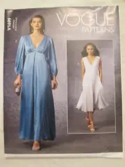 Vogue 1699 Easy Lined Dress Pattern Pockets 8-16 Bridal Evening V Neck Uncut FF