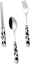COLLBATH Family Dinner Essential 3pc Ceramic Handle Boys and Girls Cutlery Set Fork Spoon Chopstick