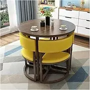 YAXANSIH Modern Conference Room Table Business Coffee Table Negotiation Reception Tables and Chairs Home Office Meeting Room Round Dining Table and Chair Set 80cm Small Round Picnic Tables(Yellow)