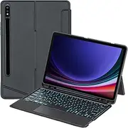 Bluetooth Keyboard Cover Keyboard Folio Case for Samsung Galaxy Tab S9 FE (10.9 inch) SM-X510/SM-X516B, Backlight & TrackPad Mouse & Detachable Keyboard & Pen Slot