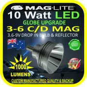 MAGLITE LED UPGRADE 3-6 D 10 WATT 1000lm BULB GLOBE for TORCH FLASHLIGHT 3.6-9V