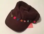 NWT Gymboree Lots of Dots Sz 5-7 Brown Button Corduroy Pageboy Cap Hat