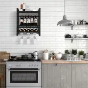 CostwayIndustrial Wine Display Shelf with 2-Tier Wine Bottle Rack for Dining Room