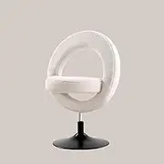 Quooyong Makeup Vanity Chair with Back Swivel Vanity Desk Chair for Living Room Bedroom Home Office Adustable and Foldable (Lamb's Wool-1)