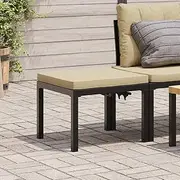 Garden Stool Easy to Assemble with Cushion Black Powder-Coated Steel