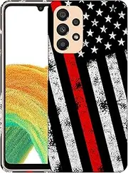[GlamCase] for Samsung Galaxy A23 5G / 4G, Galaxy A23 5G / 4G Case - Thin Redline Flag Grunge Printed Slim & Sleek Cute Hard Plastic Designer Back Phone Case/Cover for Samsung A23 5G / 4G White