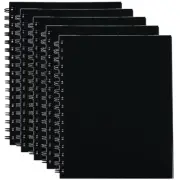 NEW 5x Spirax 511 Notebook Spiral Hard Cover 200 Page 225x175mm Black