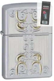 Zippo 24906 scrolled water Lighter + FLINT PACK