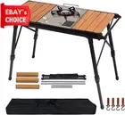 Portable IGT Camping Table Heavy-Duty Roll-Top Adjustable Aluminum Picnic Table