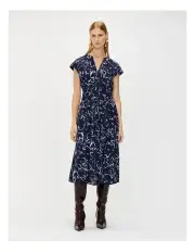 [Veronika Maine] Blooms Pintuck Midi Dress in Blue