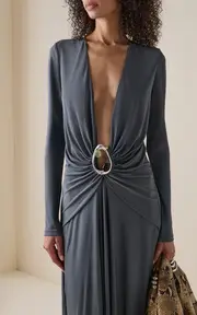 [Christopher Esber] Orica Crystal Ruched L/S Dress
