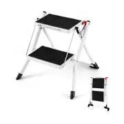 Costway 2-Step Folding Ladder Portable Step Stool Ladders Lightweight Stepladder Household Kitchen w/Anti-slip Pedal