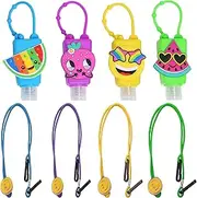 KINIA 4 Pack Mixed Empty Hand Sanitizer Refillable Containers Holder, 4-1 fl oz Flip Cap Empty Bottles | 4 Pack Mixed Lanyards (4+4-Variety Pack Mixed)