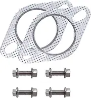 2 PCS Car Exhaust Gasket & 4 PCS Flange Bolt Nuts,Manifold Exhaust Gasket,3 Inch Exhaust Gasket, 3 Inch Muffler Flange Manifold 120-07610-0002,Exhaust Gasket 3 Inch,Exhaust Pipe Bolts and Nuts (6)