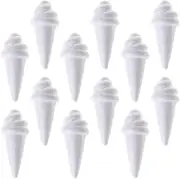 KALLORY 12pcs Simulation Ice Cream Foam Ice Cream Shapes for Decoration and Crafts White Foam Ice Cream Cones DIY Crafts Model Gummy Molds for Kids Cake Dummies Paper Cup Component Toddler