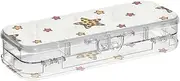 [Amooorous] Cartoon Leopard Print Stars White Designed Clear Plastic Pencil Box Double Deck Pens Storage Case For Stationery With Lid