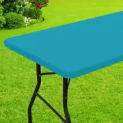 Rectangle Picnic Table Cloth, Waterproof Elastic Fitted Tablecloths for 8 Foo...