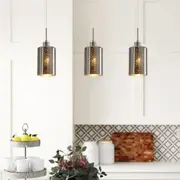 Espejo interior Bar Pendant Light 3Lt in Chrome or Rose Gold Glass with Dotted Effect