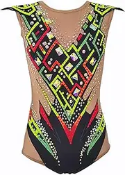[JoyCan] Rhythmic Gymnastics Suit Green Skin-tight Garment with Diamonds