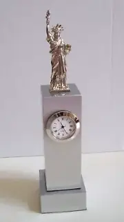 Silver Finish Statue of Liberty Collectible Fashion Desk Clock