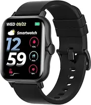Smart Watch (Receive & Dial), 2023 Newest 1.85" TFT HD Touch Screen, Smart Watch for Women Men with Fitness Tracker, Smart Watch for Android iPhone with Text, Pedometer, Heart Rate (T42-Black)