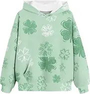 [Generic] Plain Sweatshirt Youth Sweatshirts Spring and Autumn St. Day Personalized 3D Printing Retro Casual Sweatshirts with Pockets Children's Hooded Sweatshirts Girl Cropped Hoodie