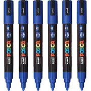 Uni Posca PC-5M Posca Poster Marker Medium Bullet Tip 2.5mm Blue 6 Pack