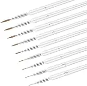 9pcs Fine Detail Paint Brush, Miniature Detail Paint Brushes with 9 Sizes Wooden Fine Tip Paint Brush for Watercolor Painting Acrylic Art Painting Model Drawing (White)