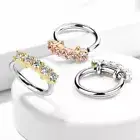 5 CZ Lined Hoop Nose Helix Daith Tragus Conch Cartilage Earrings Lip Rings