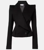 [McQueen] McQueen Double-breasted wool and cashmere blazer AU 10 black