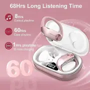 Headband Ear Buds Wireless Headphones Bluetooth Compatible 5.3 60 Hrs Pink