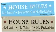 24" STENCIL House Rules No Fussin Whinin Back Talk Star Country Family DIY Signs