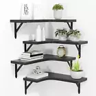 Corner Floating Shelves Wall Mounted Set of 4 Rustic Wood Storage Display Home