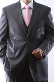 MENS 2 BUTTON SUPERIOR 150S P/R GRAY 3PC VESTED SUIT SML-600512W-60506-GRE