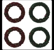 St Nicholas Square Christmas Beaded Wreath Round Napkin Rings Set of 8 NEW